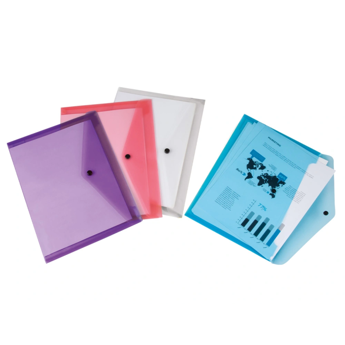 Liderpapel Carpeta Dossier con Broche Polipropileno DIN A4, Pack 4 Colores Surtidos, 180 micras, Capacidad 50 hojas 1