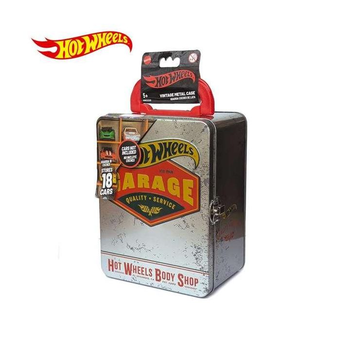 Maletin metalico vintage hot wheels con 18 coches y parrilla organizadora en el interior - modelos surtidos 1