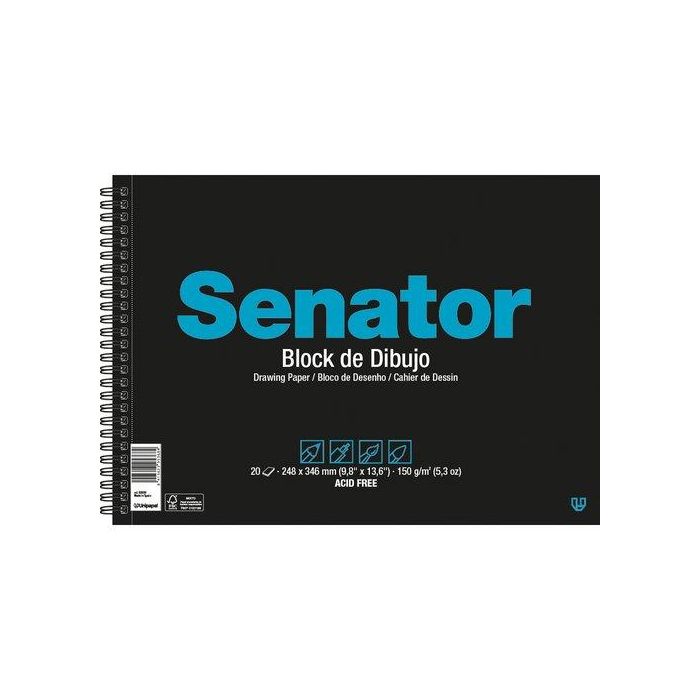 Bloc De Dibujo Senator Con Espiral Liso A3 150G 20H 10 unidades
