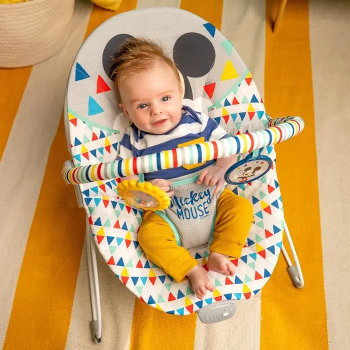 Disney Baby Mickey Transat con Asiento Vibrante y Barra de Actividad Happy Triangles para Bebé de 0-6 Meses 5