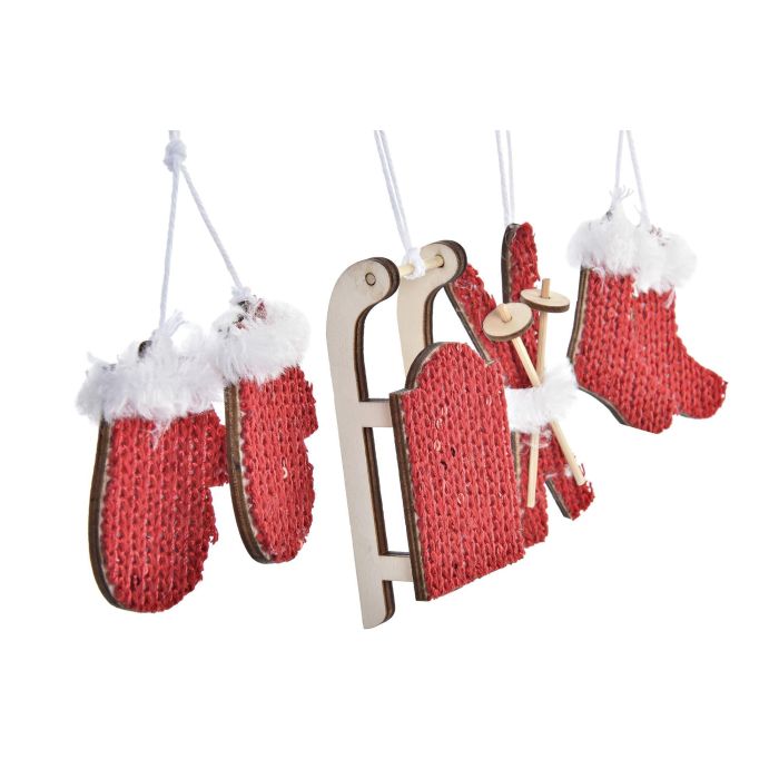 Decoracion Colgante Navidad Alpina DKD Home Decor Rosa Rojo 16 x 3 x 16 cm Set de 6 (6 Unidades) 2