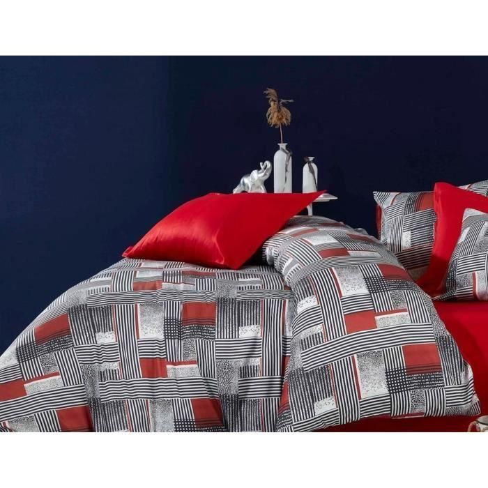 Juego de cama ASI8684282611585 - Funda nórdica 220x240 cm + 2 fundas almohada 60x60 cm - Microsatín 100% poliéster - Gris 1