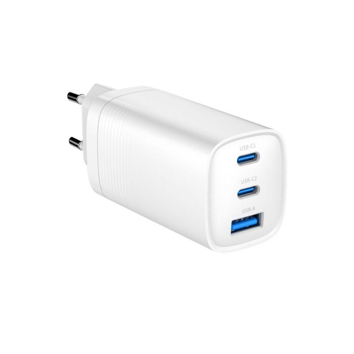 Gembird TA-UC-PDQC65-01-W Cargador de Pared Rápido 65W Universal para Móviles y Tablets, 2 USB-C y 1 USB-A, Blanco Gembird TA-UC-PDQC65-01-W Cargador de Pared Rápido 65W Universal para Móviles y Tablets, 2 USB-C y 1 USB-A, Blanco