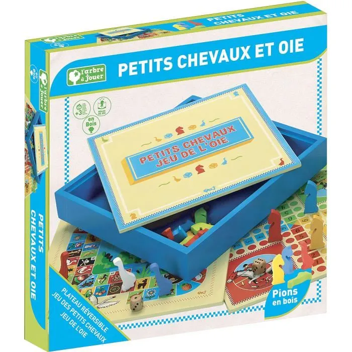 L'Arbre A Jouer 66310 Caballos Pequeños y Juego de la Oca en Caja de Madera 1