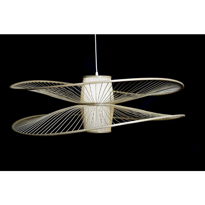 DKD Home Decor Lámpara Techo Urban Natural Blanco 100 x 32 x 100 cm Bambú Poliéster 1