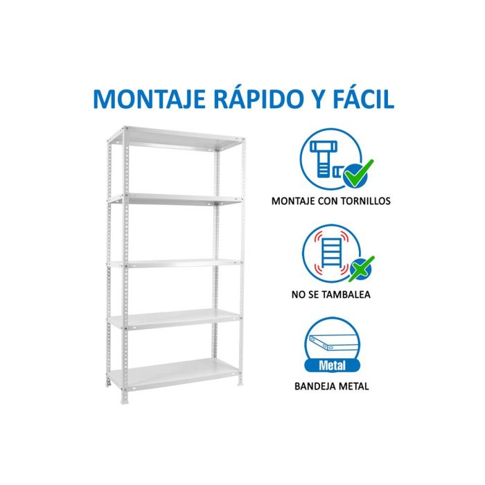 Simonrack Kit Advantage Mini 5-400 Estantería Metálica Tornillos 5 Baldas-75 kg 180x80x40 cm Blanco 3