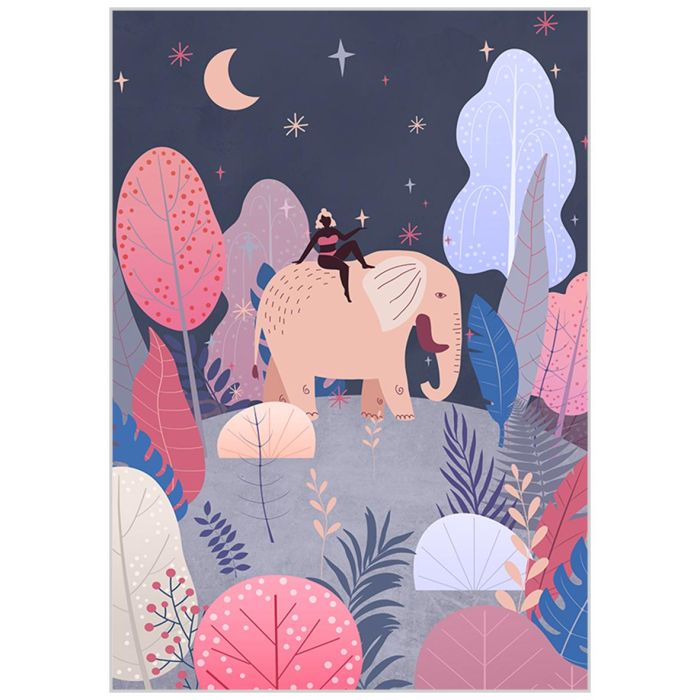 DKD Home Decor Cuadro Scandi Azul Rosa Árboles Noche 73x53 cm (2 Unidades) 1