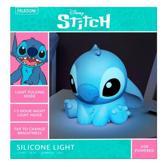 Paladone Lámpara Silicona 3D Disney Stitch con 3 niveles de brillo y USB recargable 3