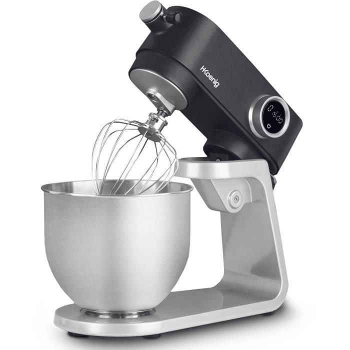 Robot repostero - H.Koenig - KM120 - 800 W - Bol de acero inoxidable 5 L - 8 velocidades - Gris mate y plata