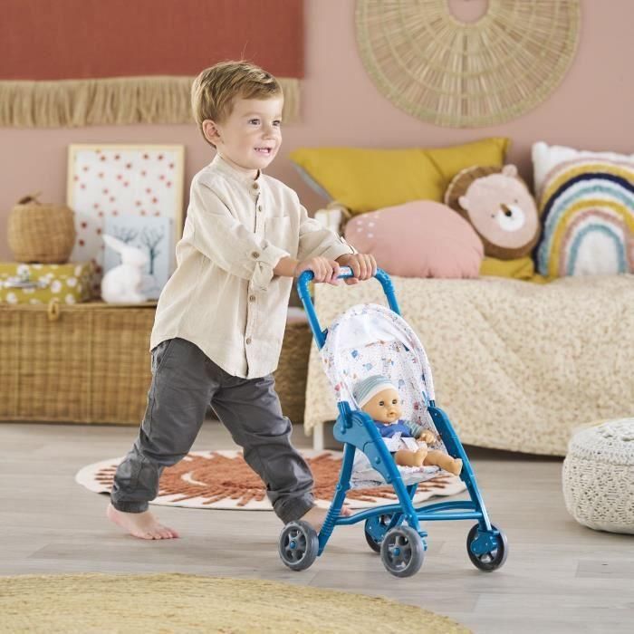 Corolle COR1710779722093 Cochecito Osito, Accesorio para Bebé de 30cm, Color Azul, Edad Recomendada +18 Meses 4