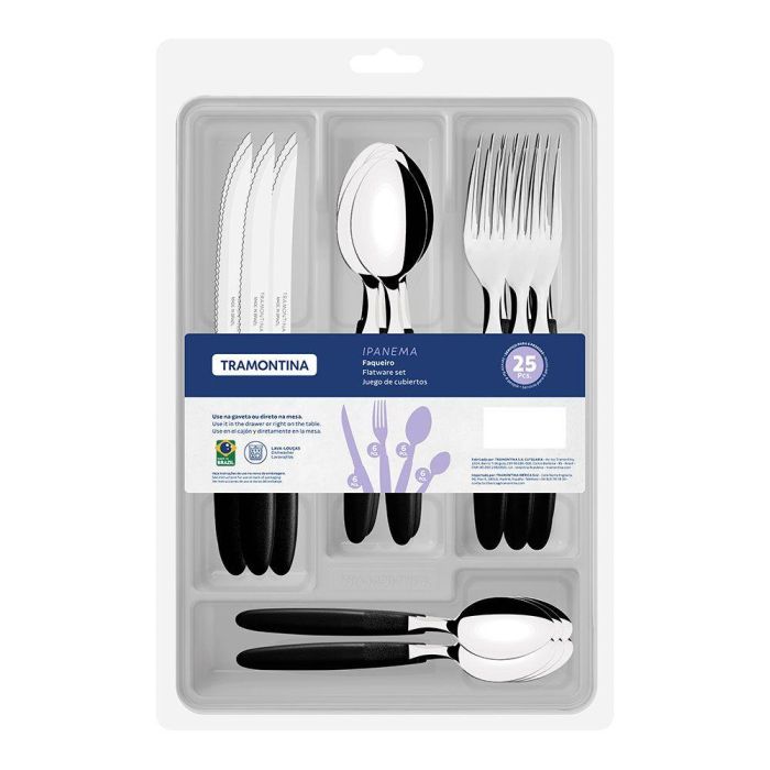 Tramontina Cubertería Ipanema 25 Piezas Acero Inoxidable Mango Negro 1 Tramontina Cubertería Ipanema 25 Piezas Acero Inoxidable Mango Negro 1