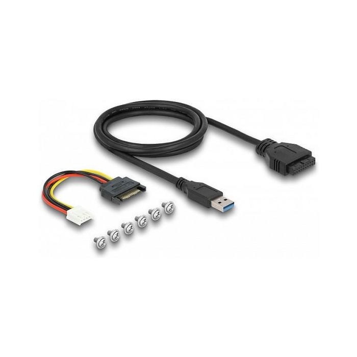 DeLOCK Panel Frontal USB 3.2 Gen 1 (5 Gbps) 2x USB Tipo-C + 2x USB Tipo-A de 3.5 Pulgadas (8.89 cm) para Bahía de Unidad - Negro, Metal - VIA VL817 3