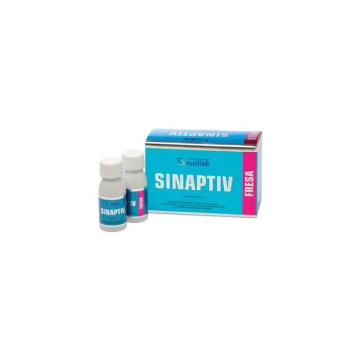 NUTILAB Sinaptiv Fresa, Complemento Alimenticio para Cerebro, Visión y Corazón, 8 Viales