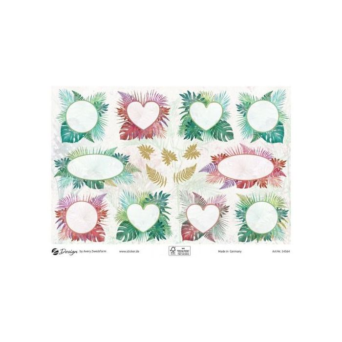 Avery 54564 Sobres 76x120mm con 2 Hojas y 30 Pegatinas Fondo Jardín Adhesivo Desmontable Mate 1