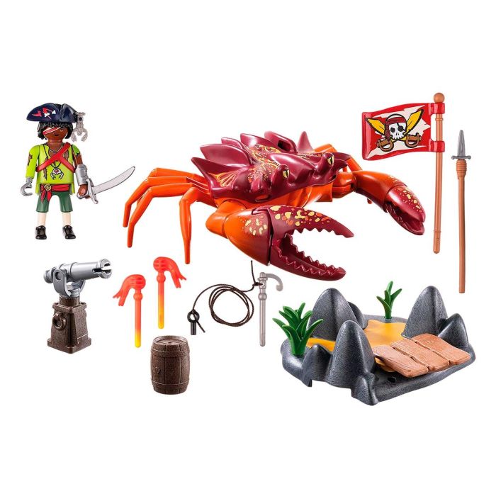Playmobil Batalla Con El Cangrejo Gigante Set 71532 Pirates Con Cañón y Pinza +4 Años