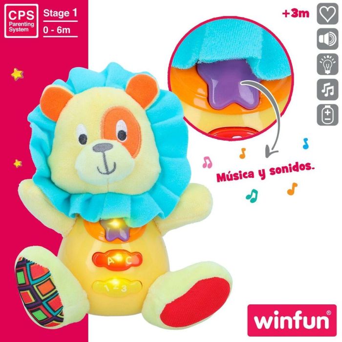 Peluche con Sonido Winfun León 15 x 15 x 9 cm (6 Unidades) 4