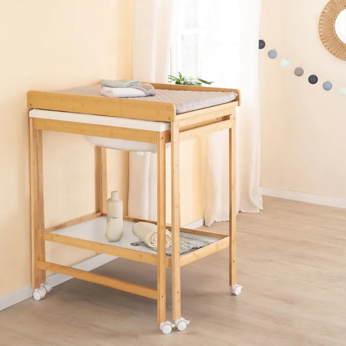 Roba ROB4005317313931 Cambiador con bañera deslizante Incluye colchón hidrófugo estilo Roba Gris Estante de almacenaje Madera natural 3