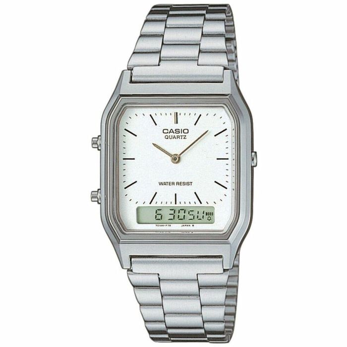 Reloj Unisex Casio AQ-230A-7DMQYES Blanco Plateado (Ø 38,5 mm) (Ø 29 mm)