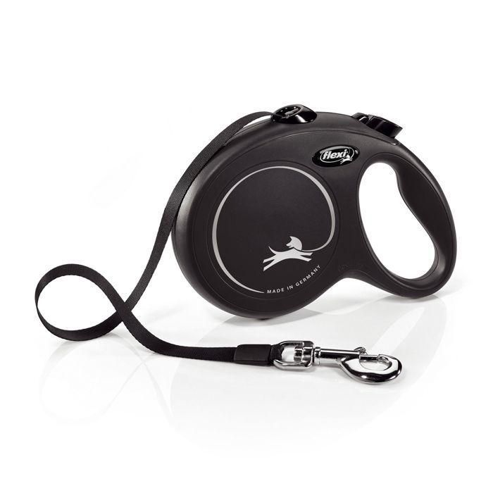 Flexi Correa Retráctil New Classic Cinta 5 Metros Talla M para Perros Negra