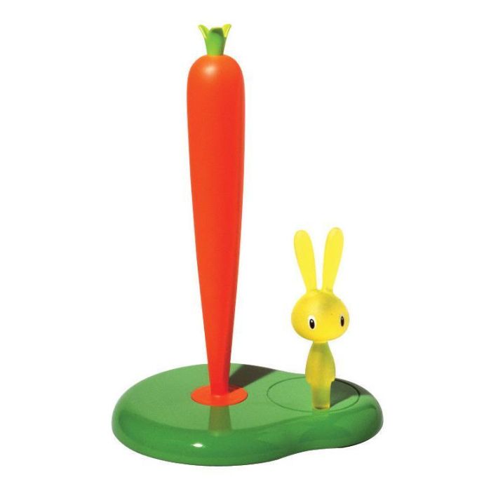 Alessi ASG42 GR Portarrollos de Cocina Bunny & Carrot Verde 24 cm - Diseño Stefano Giovannoni