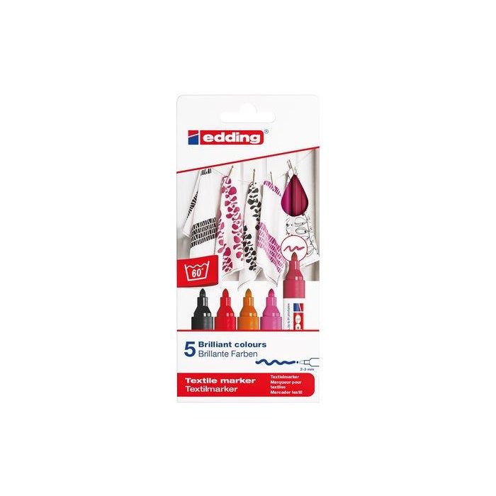 Marcador Textil Edding 4500 Caja De 5 (Col. Calidos)