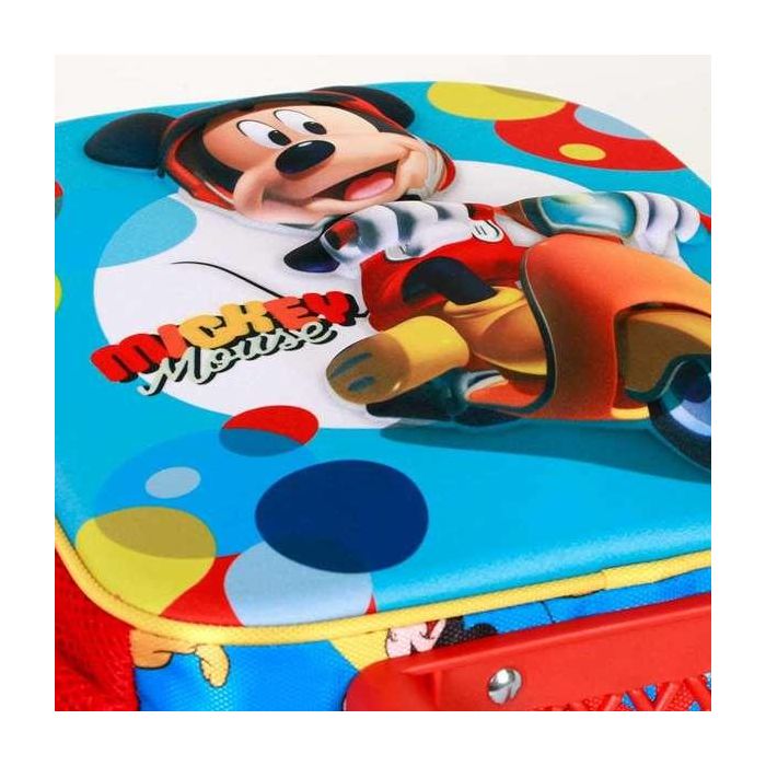 Disney Mickey Mouse Mochila Infantil 3D con Ruedas Pequeña Scooter Azul Niños 10x25x30cm 7L 5