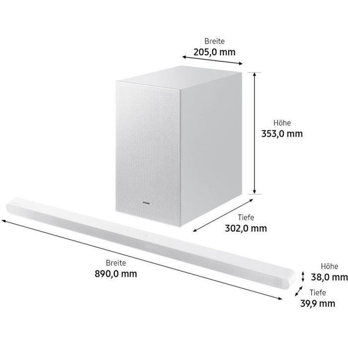 Samsung HW-S711GD Soundbar Ultra Slim Blanco 3.1 Canales 250W con Subwoofer Inalámbrico, Wi-Fi, Bluetooth, Dolby Atmos, Chromecast 2