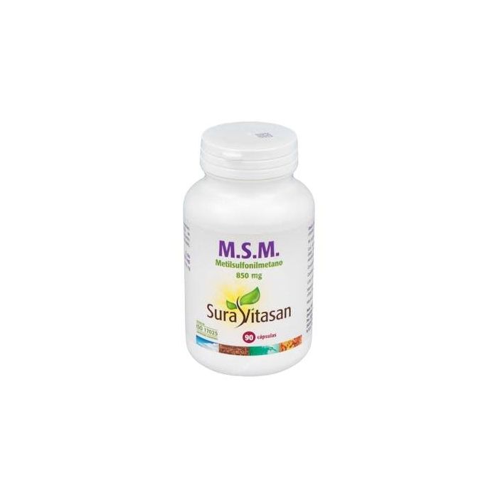 SURA VITASAN Metil Sulfonil Metano MSM 850 mg, Azufre Natural para Tejido Conectivo, Músculos, Piel y Uñas, 90 Cápsulas