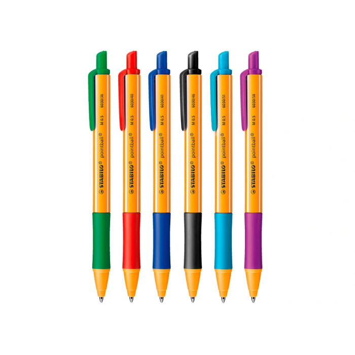 Stabilo Pointball Bolígrafo Retráctil, Punta 0.5 mm, Tinta Azul, 79% Plástico Reciclado 3