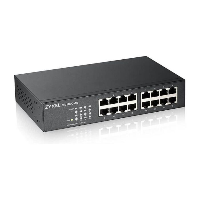 Zyxel GS1100-16 EU0103F Switch No Administrado Gigabit Ethernet 16 Puertos Montaje Rack Fuente Alimentación Incluida 1