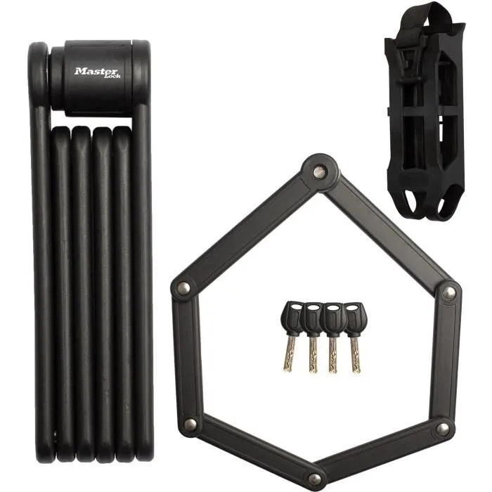Master Lock Candado Plegable para Bicicleta 8335EURDPRO - Acero Endurecido, 4 Llaves, Soporte Incluido Master Lock Candado Plegable para Bicicleta 8335EURDPRO - Acero Endurecido, 4 Llaves, Soporte Incluido