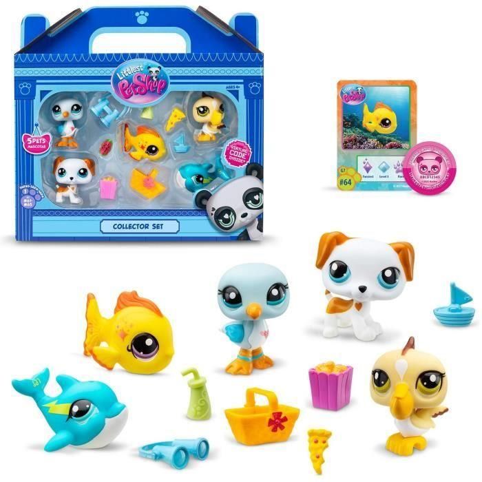 BANDAI - Littlest Pet Shop - Set de coleccionista Tema de playa - 5 animales y accesorios - BF00517 BANDAI - Littlest Pet Shop - Set de coleccionista Tema de playa - 5 animales y accesorios - BF00517