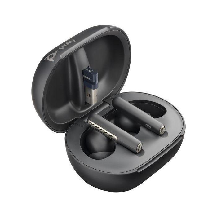 Poly Voyager Free 60+ UC Auriculares Inalámbricos Bluetooth 5.3 USB-C Negros con Estuche de Carga Táctil y ANC 4