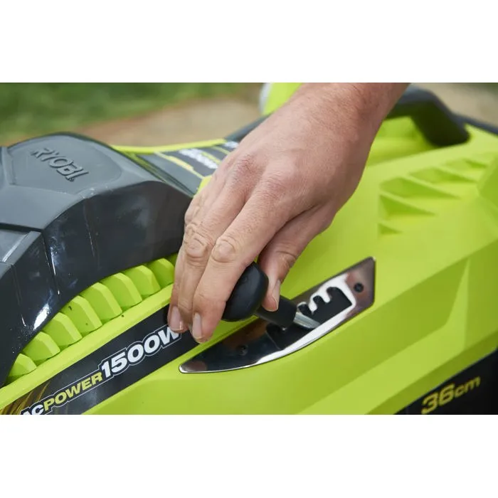 RYOBI Cortacésped Eléctrico 36 cm 1500 W Recogida Mulching Doble Mango Ergonómico