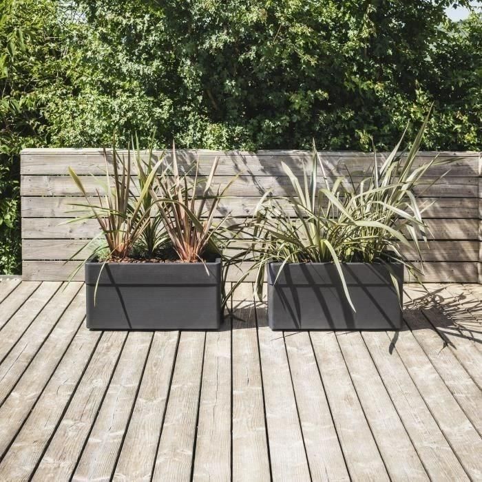 Jardinera - CAREL - Gris antracita - 63 L - 78 x 39 x H.39 cm - EDA - Con ruedas - Para exterior o interior 1 Jardinera - CAREL - Gris antracita - 63 L - 78 x 39 x H.39 cm - EDA - Con ruedas - Para exterior o interior 1