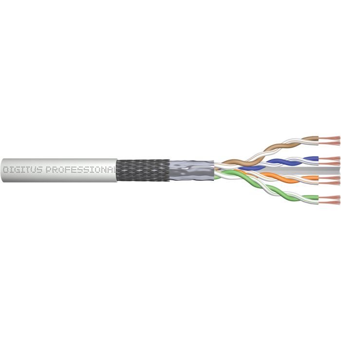 Digitus Cable de Red CAT 6 SF/UTP, Par Trenzado, Libre Halógenos LSZH, Cobre, Gris, 305m para 10GBase-T y 250MHz