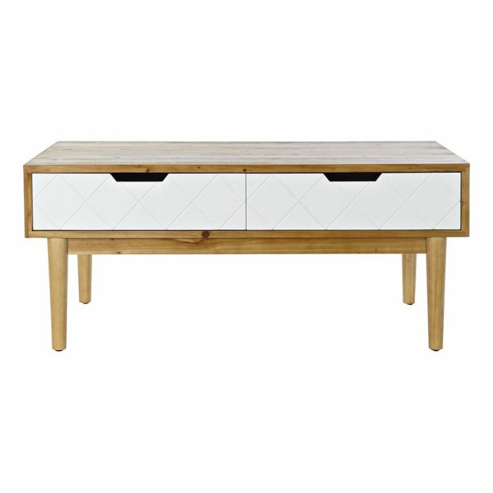 DKD Home Decor Mesa de Centro Moderna 2 Cajones Desmontable Abeto Marrón Blanco 105x55x46 cm 2 DKD Home Decor Mesa de Centro Moderna 2 Cajones Desmontable Abeto Marrón Blanco 105x55x46 cm 2