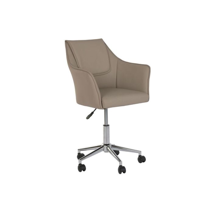 DKD Home Decor Silla de Oficina Home Office Beige con Ruedas PU y Metal 59 x 83 x 59 cm 1