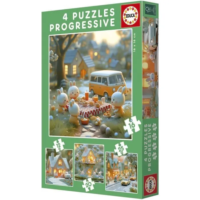 Educa Puzzle 12-16-20-25 piezas Ciudad de Conejitos +3 años 3