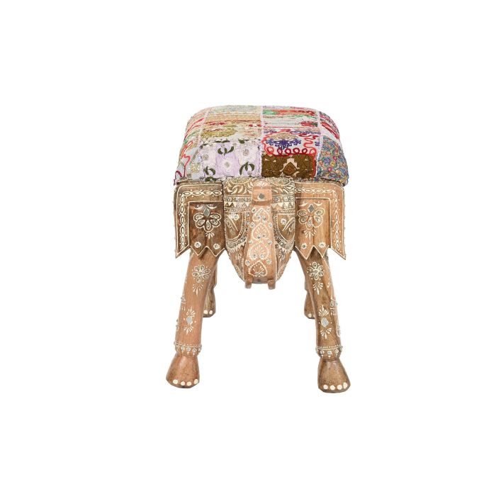 DKD Home Decor Descalzadora de estilo Indio con diseño Elefante, Multicolor, Fabricada en Madera de Mango y Poliéster 31.7x38x65 cm 3