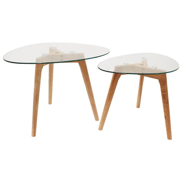 Home Deco Factory Juego de 2 Mesas Nido Cristal Templado Irregular 60x45cm y 50x38cm 2