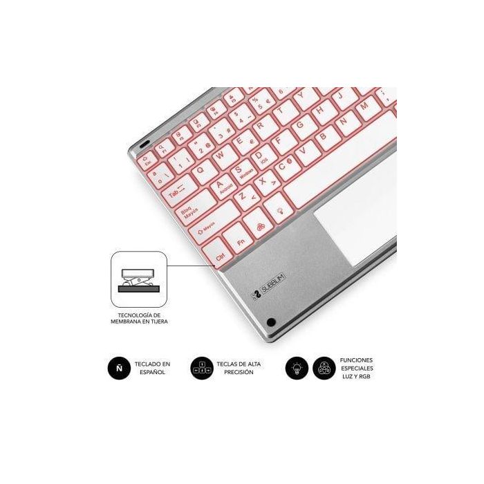 SUBBLIM Teclado Smart Backlit BT Keyboard Touchpad Silver 3