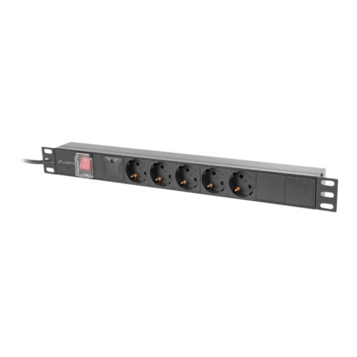 Lanberg PDU-05F-0200-BK unidad de distribución de energía (PDU) 5 salidas AC 1U Negro Lanberg PDU-05F-0200-BK unidad de distribución de energía (PDU) 5 salidas AC 1U Negro