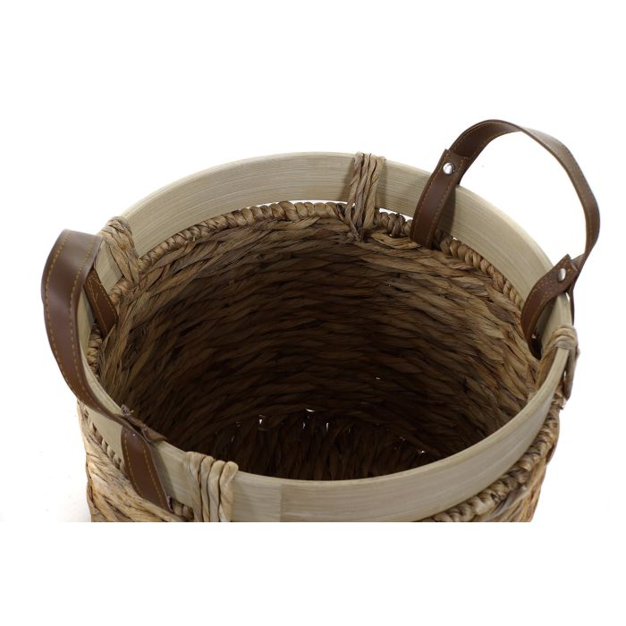 DKD Home Decor Cesta Tropical Marron Junco Bambu Set 3 Piezas 40x24x40 cm 2
