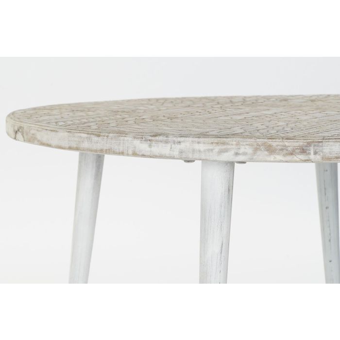 DKD Home Decor Mesita Auxiliar Estilo Indio Blanco Dorado 75 x 50 x 75 cm 3