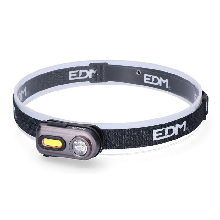 Edm Linterna Frontal Recargable USB 2 Leds 5W 400lm y 3W 100lm, Aluminio, Incluye Cable Micro USB y Cinta Ajustable 0 Edm Linterna Frontal Recargable USB 2 Leds 5W 400lm y 3W 100lm, Aluminio, Incluye Cable Micro USB y Cinta Ajustable 0