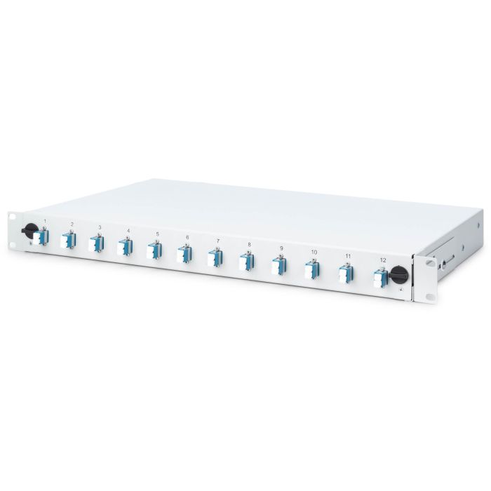 DIGITUS LWL Spleißbox 1HE Caja Empalme Fibra Óptica 12x LC DX OS2 Gris 483mm