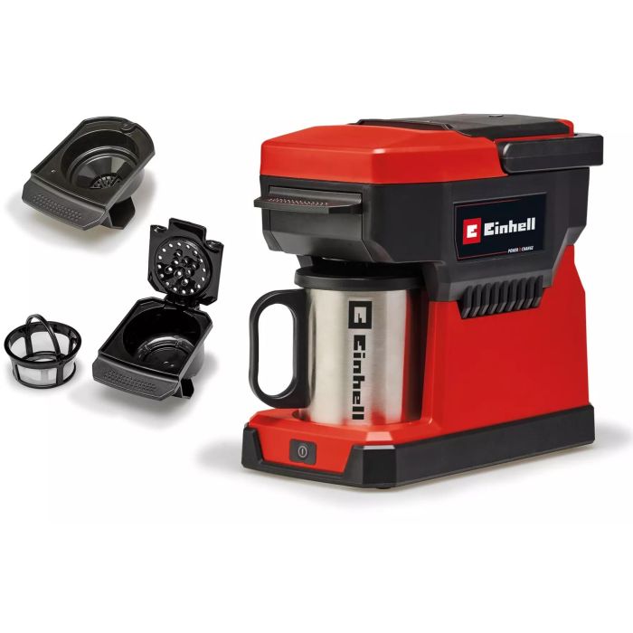 Einhell TE-CF 18 Li solo Cafetera de filtro de 0,24 L con batería recargable, fácil de usar, Negro/Rojo