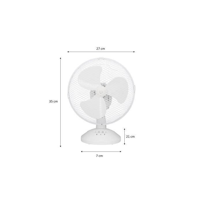 Ventilador de mesa OCEANIC - 30W - Diámetro 23 cm - 2 velocidades - Oscilante - Blanco 4