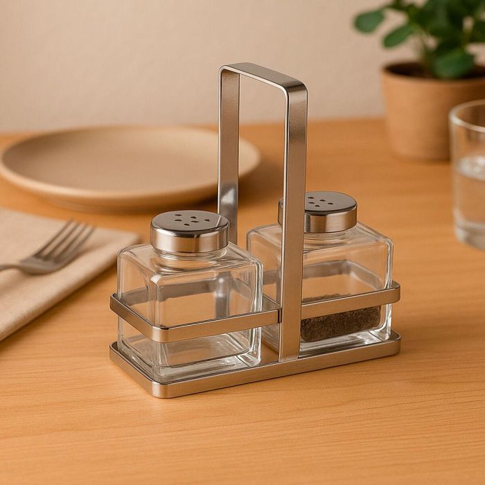 Set Salero Pimentero Versa - Cristal y Metal (2 Unidades) 2 Set Salero Pimentero Versa - Cristal y Metal (2 Unidades) 2